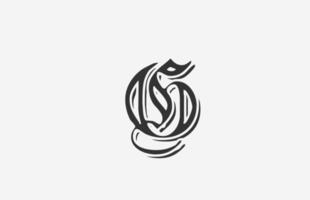 icono del diseño del logotipo de la letra del alfabeto g vintage. plantilla creativa para negocio o empresa en blanco y negro vector