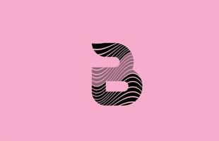 icono de diseño de logotipo de letra b negra con fondo rosa. plantilla creativa para empresa con líneas vector