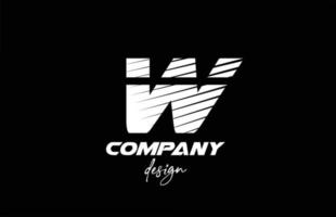 W alphabet letter icon logo design with black and white color. Creative template for company and business with sliced bold style vector