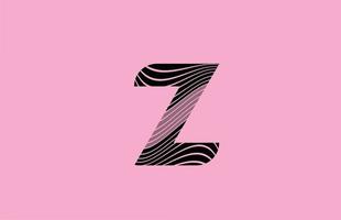 icono de diseño de logotipo de letra z negra con fondo rosa. plantilla creativa para empresa con líneas vector