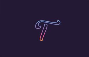 Diseño del logotipo del icono de la letra del alfabeto t. plantilla creativa para empresas y empresas con color de línea colorido vector