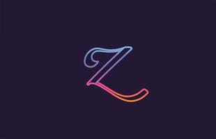 Diseño del logotipo del icono de la letra del alfabeto z. plantilla creativa para empresas y empresas con color de línea colorido vector