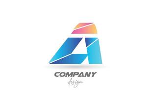 Colorful A alphabet letter logo icon with sliced design and blue pink colors. Creative template for business and company vector