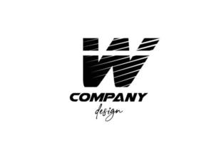 white and black W alphabet letter icon logo. Creative design for company and business with sliced bold style vector