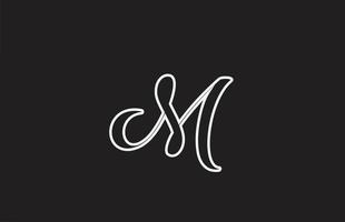 line M icon logo design with handwritten style. Creative template for company vector