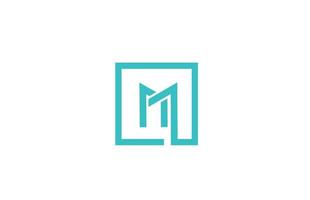 M alphabet letter logo icon design. Creative template for company and business with blue line color vector