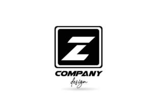 Ícono del logotipo de la letra del alfabeto z con diseño en blanco y negro y cuadrado. plantilla creativa para empresa y negocio vector