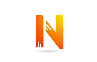 N orange gradient alphabet letter logo design icon. Creative template for business vector