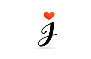 diseño del logotipo del icono de la letra del alfabeto j escrito a mano. plantilla creativa para negocios con corazón de amor vector