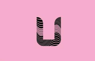 icono de diseño de logotipo de letra u negra con fondo rosa. plantilla creativa para empresa con líneas vector