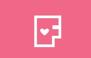 F love heart alphabet letter logo icon with pink color and line. Creative design for a dating site company or business vector