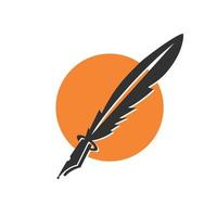 icono de aplicación de pluma de tinta de pluma y logotipo vectorial vector