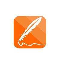 icono de aplicación de pluma de tinta de pluma simple y logotipo de vector