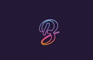B alphabet letter icon logo design. Creative template for business and company with colorful line color vector