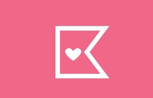 K love heart alphabet letter logo icon with pink color and line. Creative design for a dating site company or business vector