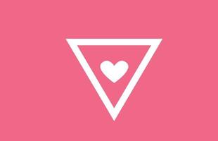 V love heart alphabet letter logo icon with pink color and line. Creative design for a dating site company or business vector