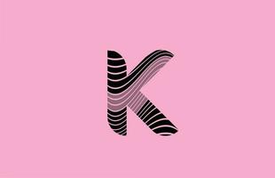 black letter K logo design icon with pink background. Creative template for company with lines vector
