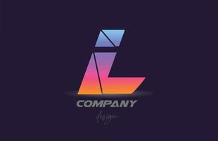 Logotipo de icono de letra del alfabeto l con estilo en rodajas y diseño colorido. plantilla creativa para empresa y negocio vector