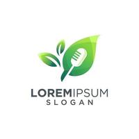mic and leaf logo design illustration vector