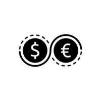 icono simple de cambio de dinero. signo de moneda bancaria. símbolo de transferencia de efectivo en euros y dólares. elementos de diseño de calidad vector