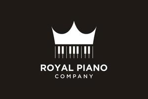 Simple Piano with Crown Logo design vector