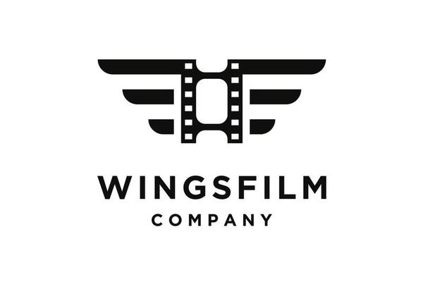 Film strip with wings logo design vecto