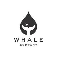 whale tail water drop logo design vector illustration