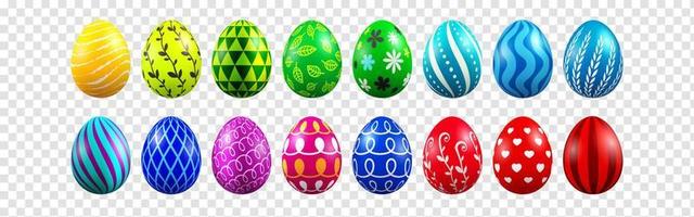 Vector of Easter eggs with different texture on transparent background.Colorful Painted Easter Eggs for Easter Day