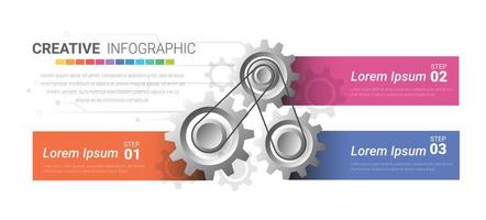 Engineering tech progress business presentation 3 steps. vector