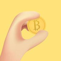 Hand holding Bitcoin. Bitcoin and crypto currency concept. vector