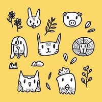 PrintCute animal hand drawing set. vector