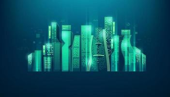 ciudad digital o concepto de ciudad futurista. concepto de tecnología de metaverso o realidad virtual. vector
