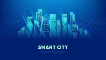 ciudad digital o concepto de ciudad futurista. concepto de tecnología de metaverso o realidad virtual. vector