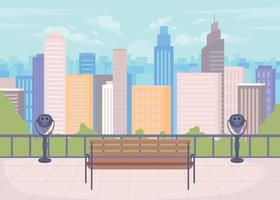 Viewpoint on downtown core flat color vector illustration