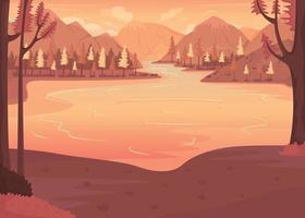 Scenic place for camping flat color vector illustration