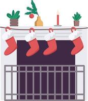 Decorated fireplace semi flat color vector object