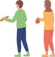 People holding food semi flat color vector character set