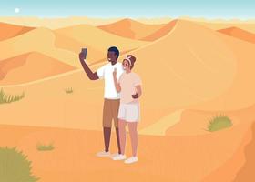 Desert holiday destination flat color vector illustration