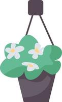 Blooming plant in hanging pot semi flat color vector object