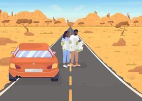 ilustración de vector de color plano de viaje por carretera
