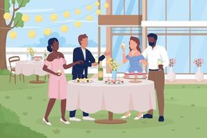 Fancy outdoor reception flat color vector illustration