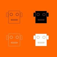 Robot head black and white color set icon . vector