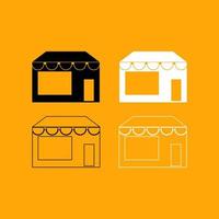 Store set black and white icon . vector