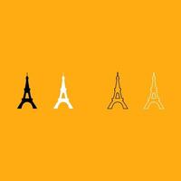 Eiffel Tower it is white icon . vector