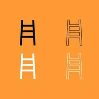 Ladder black and white set icon . vector