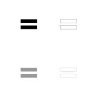 Sign equally set black white icon . vector