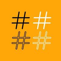 Hashtag set black and white icon . vector