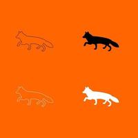 Fox of silhouettes black and white color set icon . vector