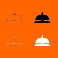 Reception bell black and white color set icon . vector