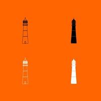 Lighthouse black and white color set icon . vector